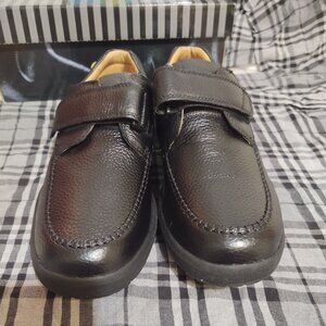 NIB Dr. Comfort "Scott" black leather shoes with velcro US size 14 M,  STK:9210